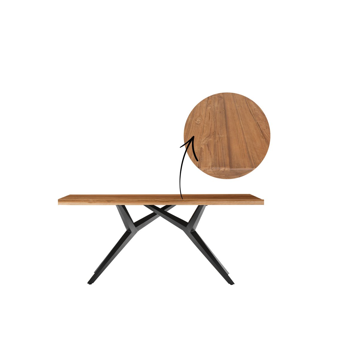 Dining table 240x100 cm with iron frame