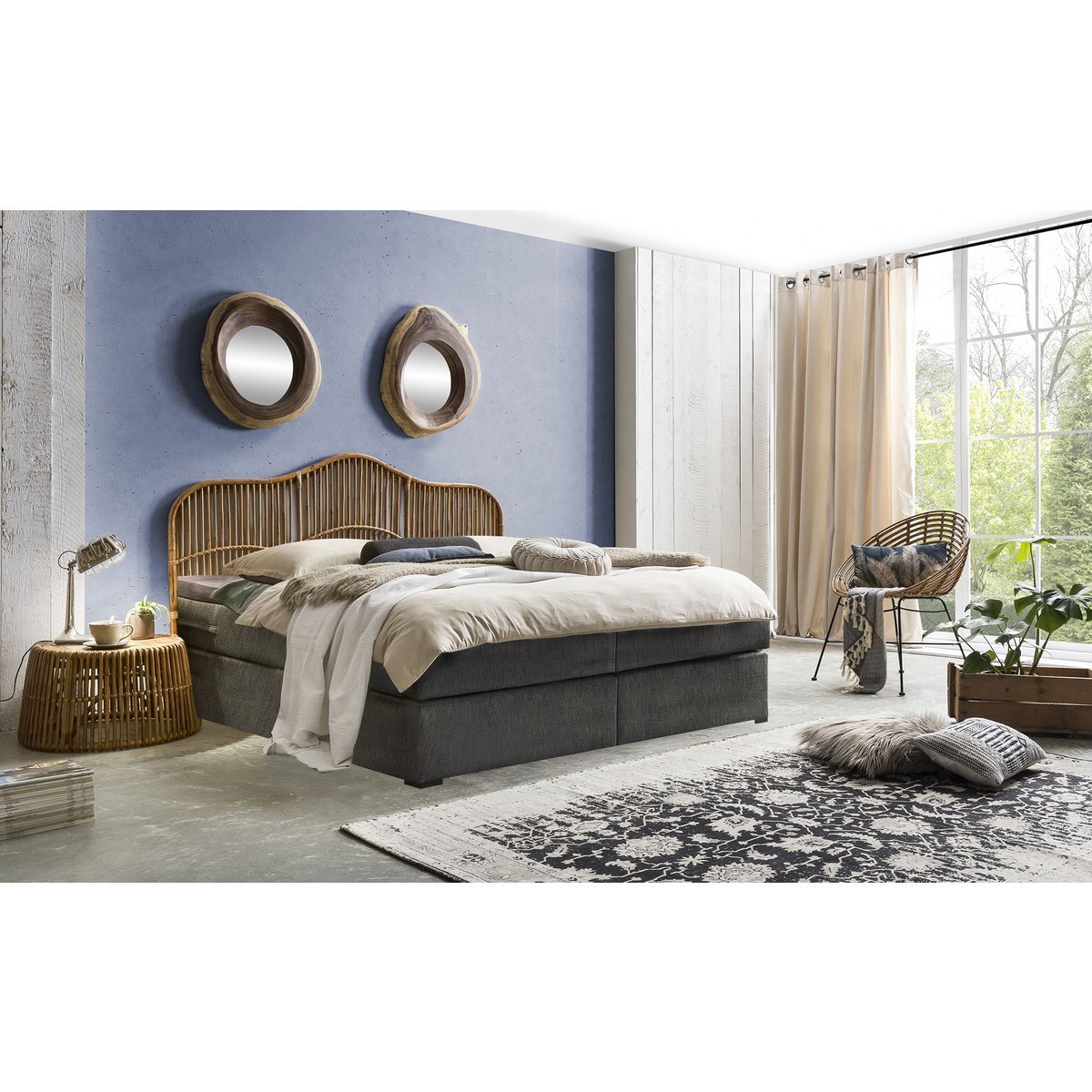 Rotan Bijzettafel met Teakhouten Blad