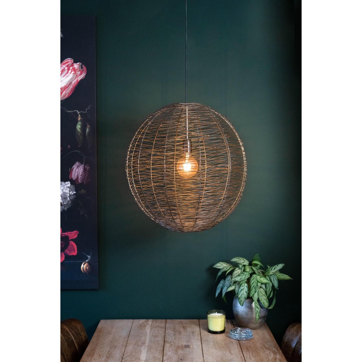 Hanglamp antiek brons Ø55x55cm