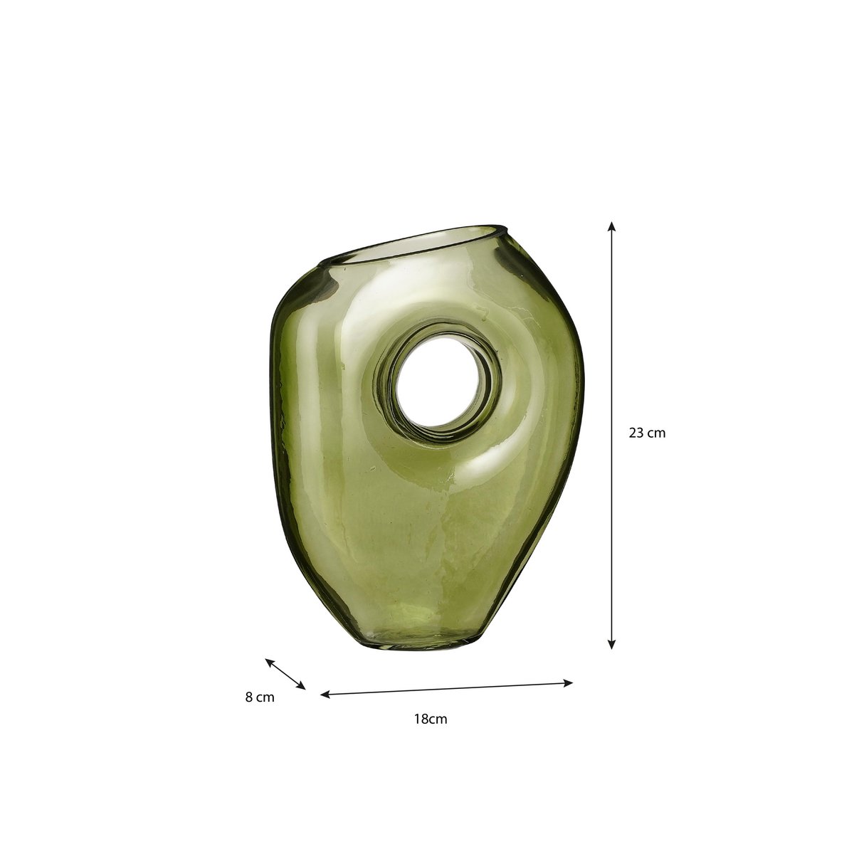 Lichtgroene Glazen Vaas L18xB8xH23 cm