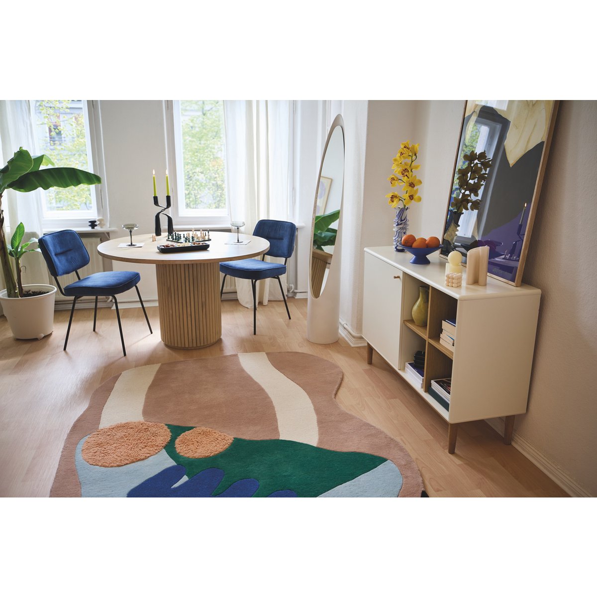 Round dining table 120x120 cm Mango wood