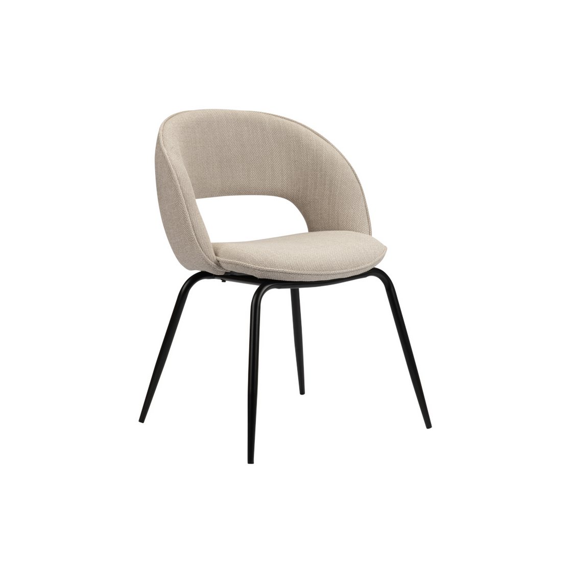 Beige regenboogstoel met metalen poten in eetkamer