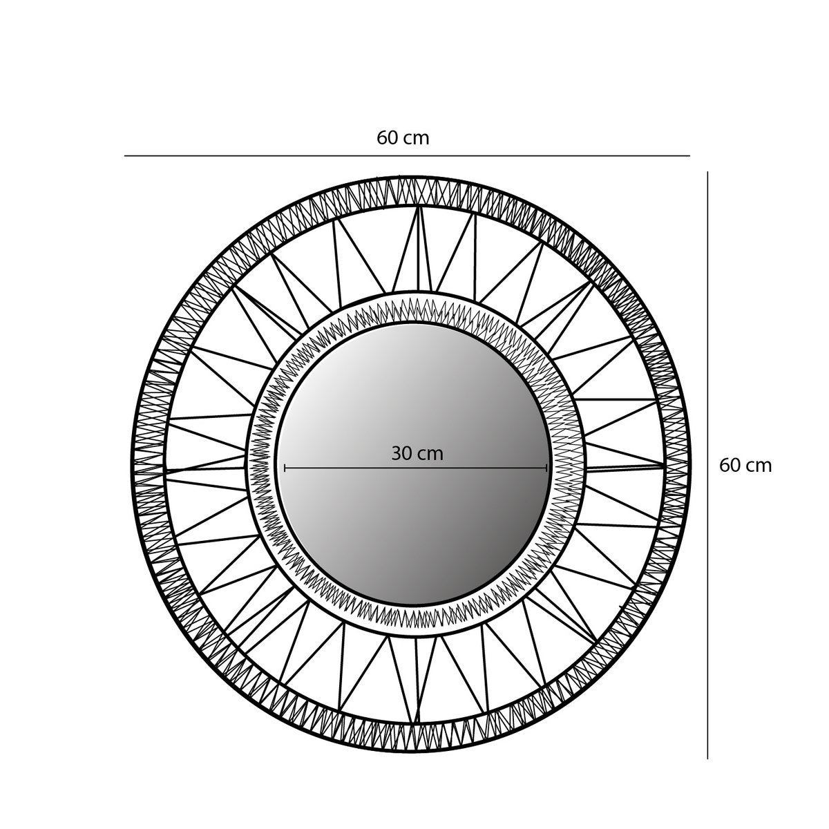 Ludy Wandspiegel Ø60 cm Jute Lichtbruin