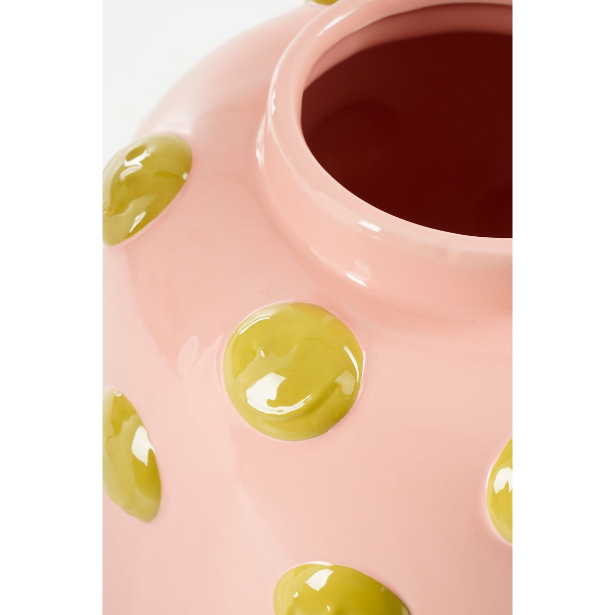 Smiley Vaas - Keramiek - Lichtroze, Oker