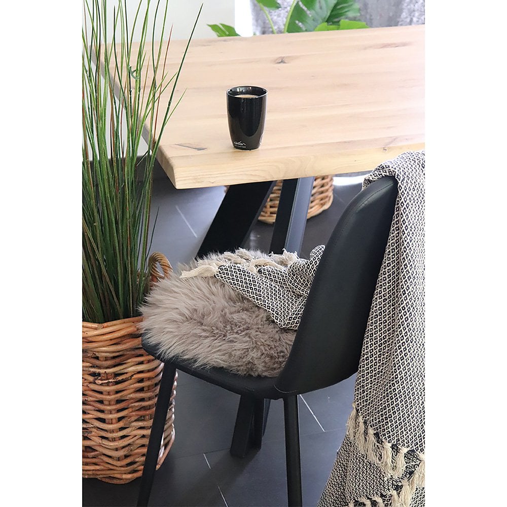 Ronde Zitting van Lamsleer Lichtbruin Ø35 cm