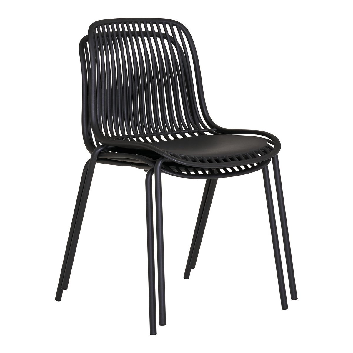 Branson Garden Chair Black Stackable 55x46.5x82 cm Set of 4