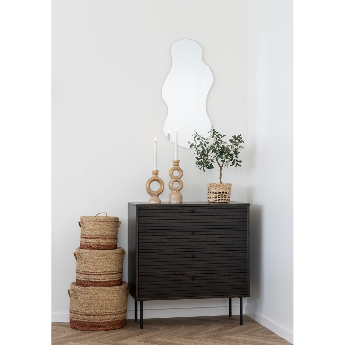 Kandelaar Keramiek Bruin 10,7x9,5x30,5 cm