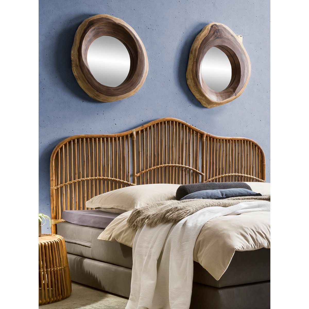 Rotan Bijzettafel met Teakhouten Blad