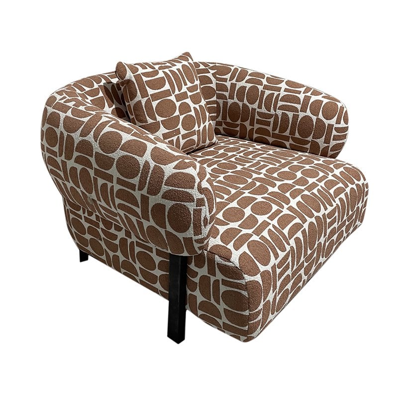 Loungestoel Amon in terracotta in moderne woonkamer