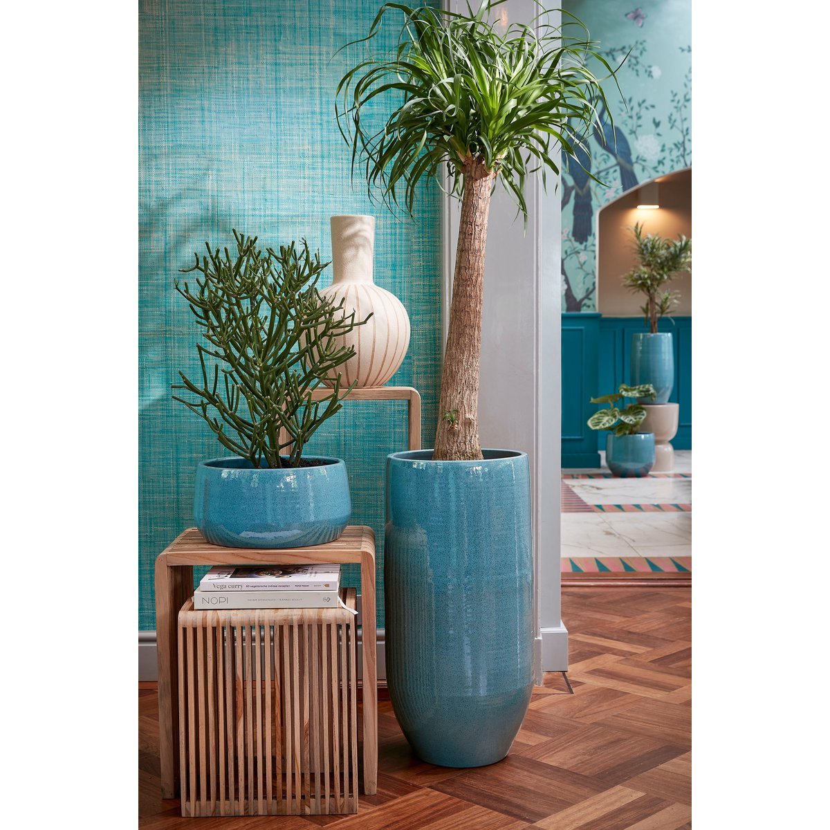 Bijzettafel Set van 3 Gerecycled Hout Bruin - L44 x B34 x H50 cm