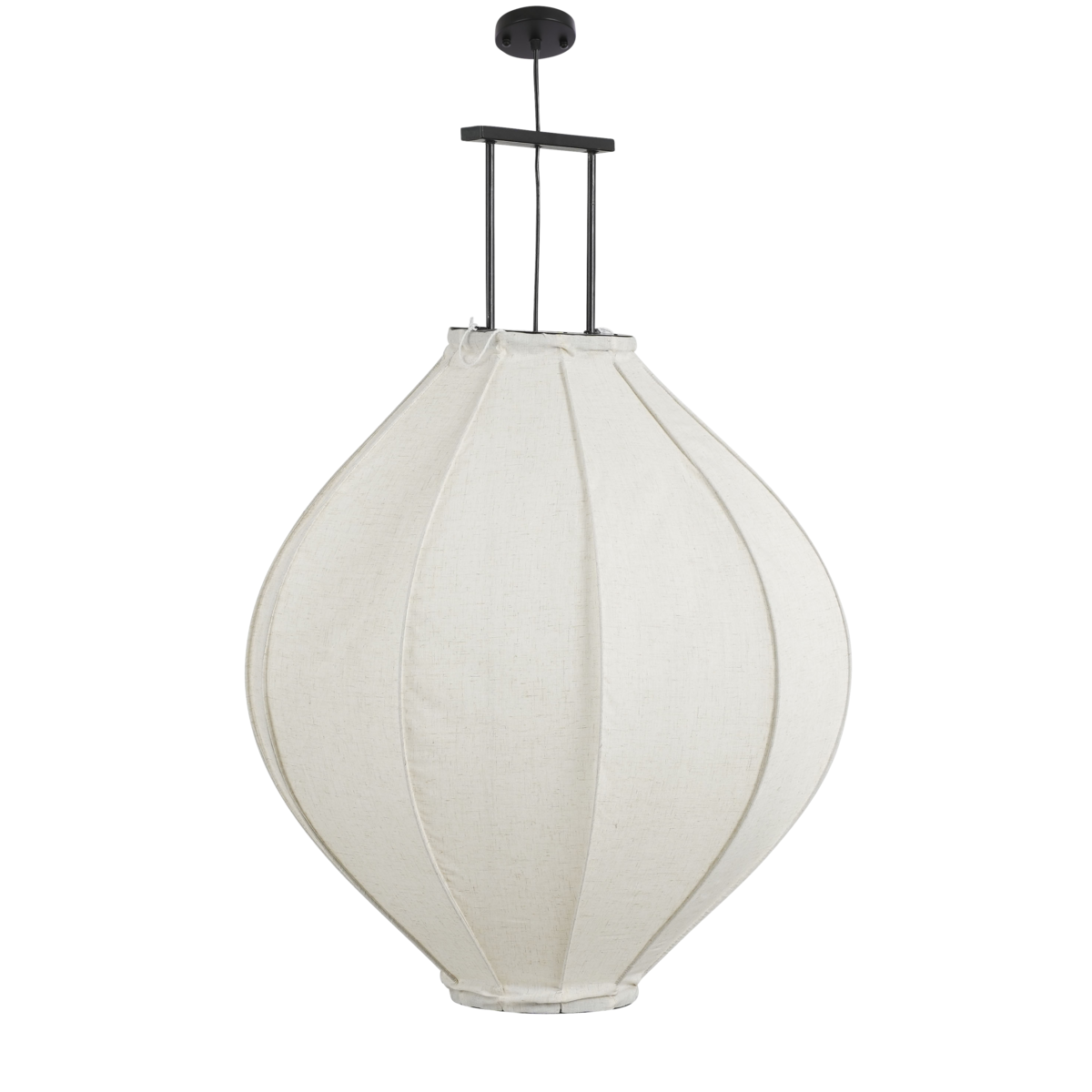 Pego hanglamp met linnen kap in off white in moderne woonkamer