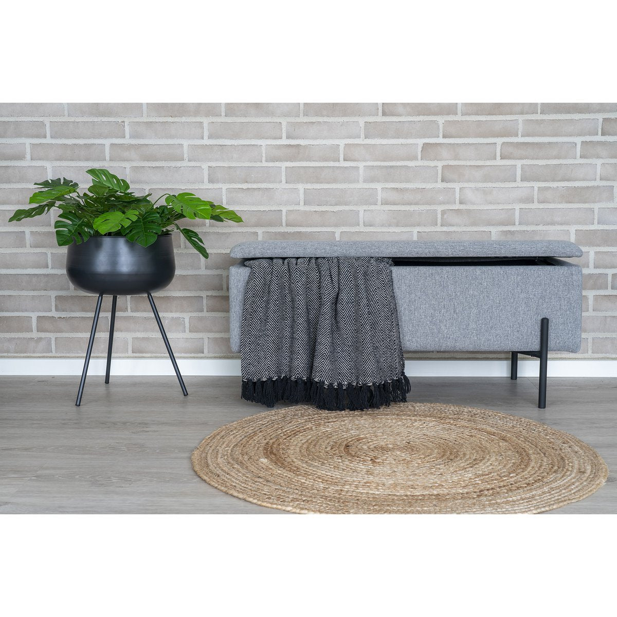Bench Light Gray Polyester 95x36.5x43cm