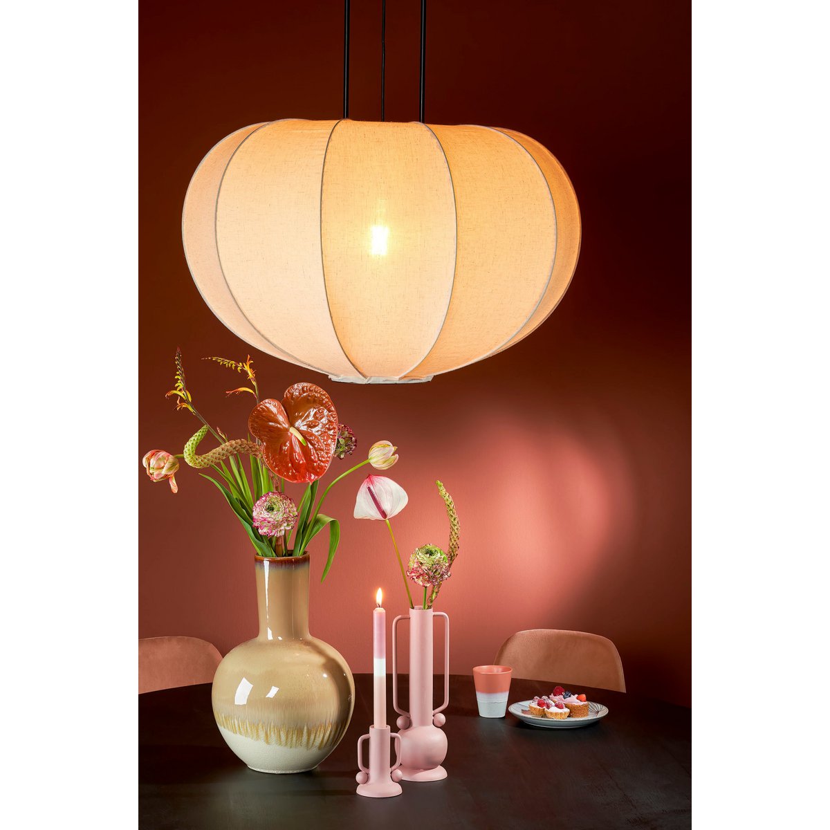 Pego Hanglamp Linnen Off-white H55 x Ø50 cm