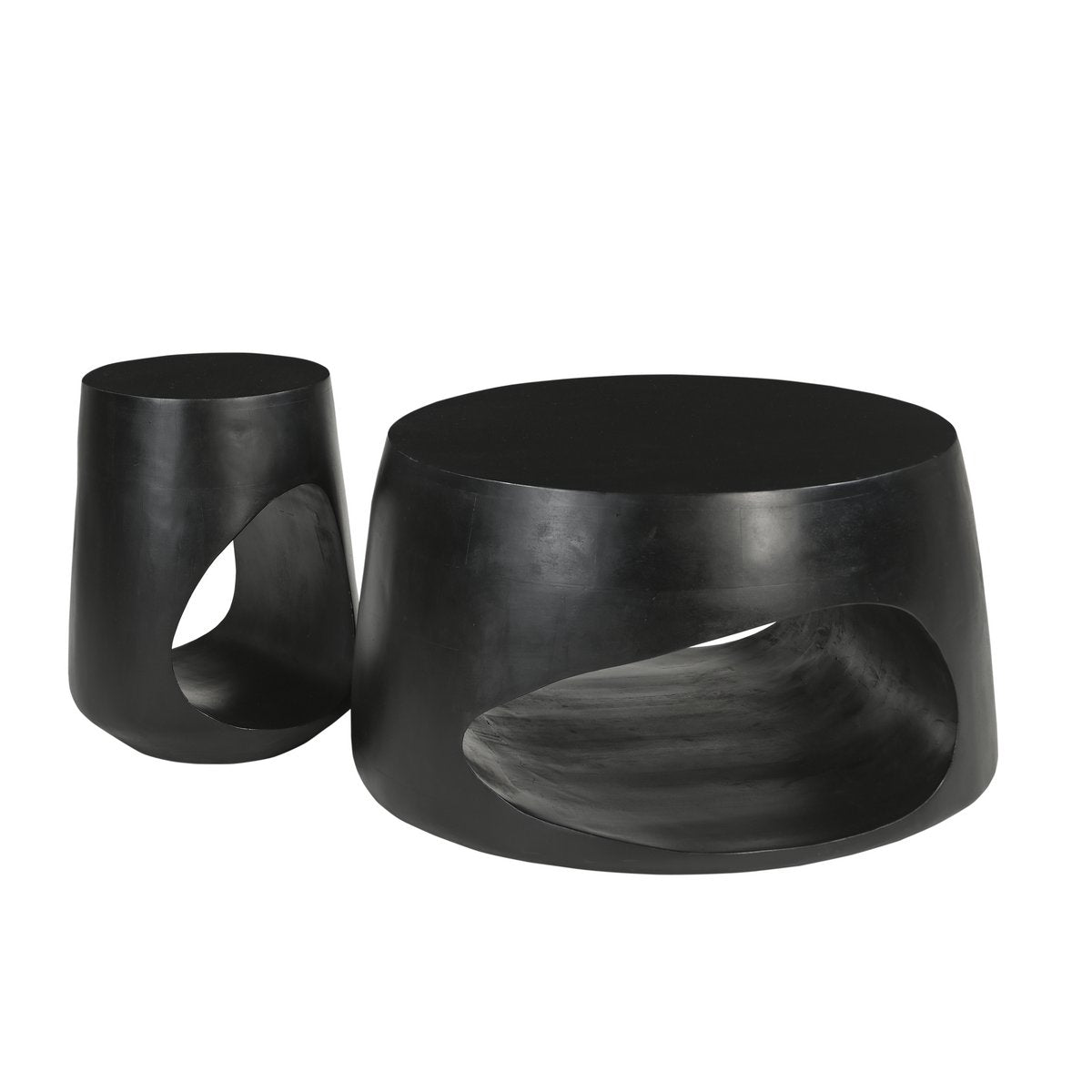 Bijzettafel Mango Hout Asymmetrisch Zwart