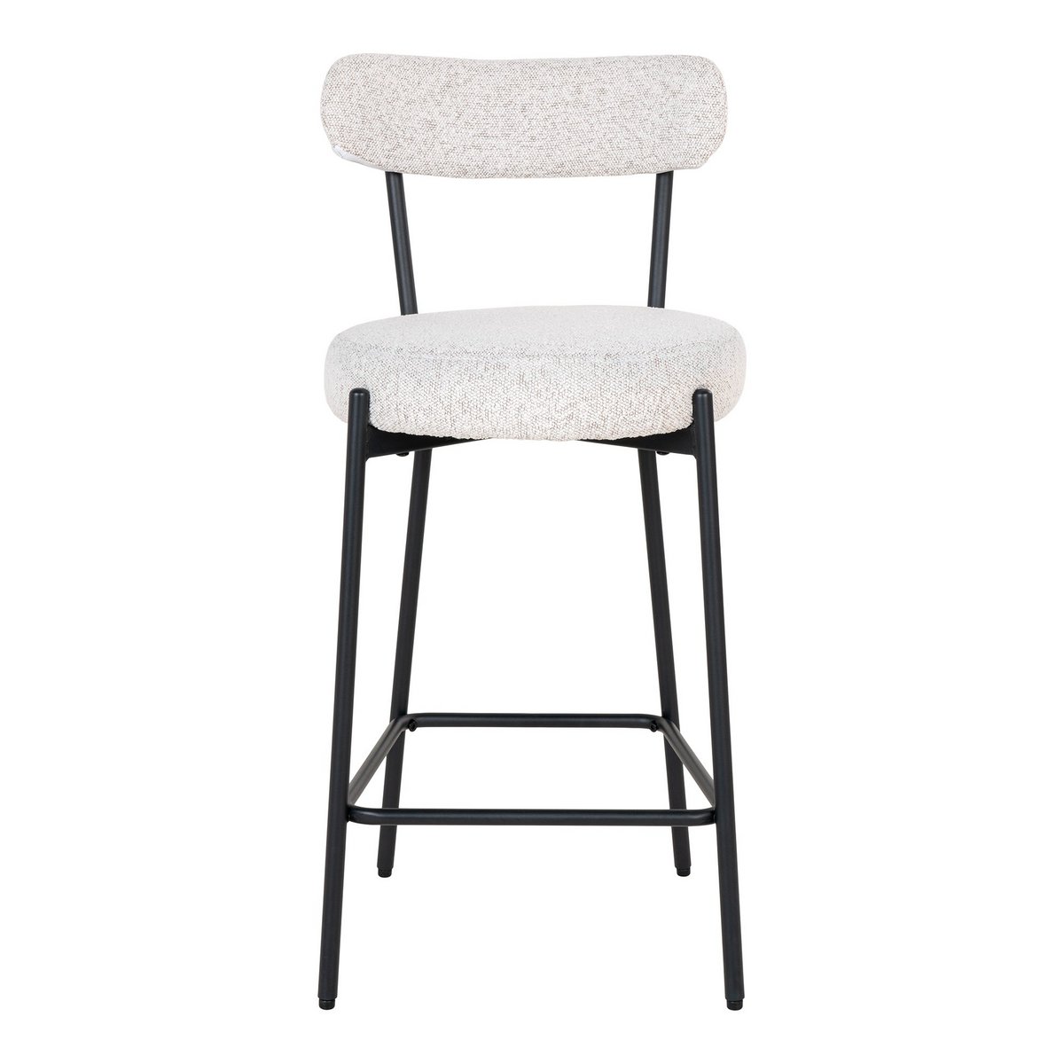Badalona Counter Chair - Wit Bouclé, Zwarte Poten