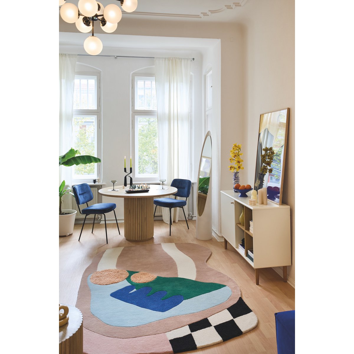 Round dining table 120x120 cm Mango wood