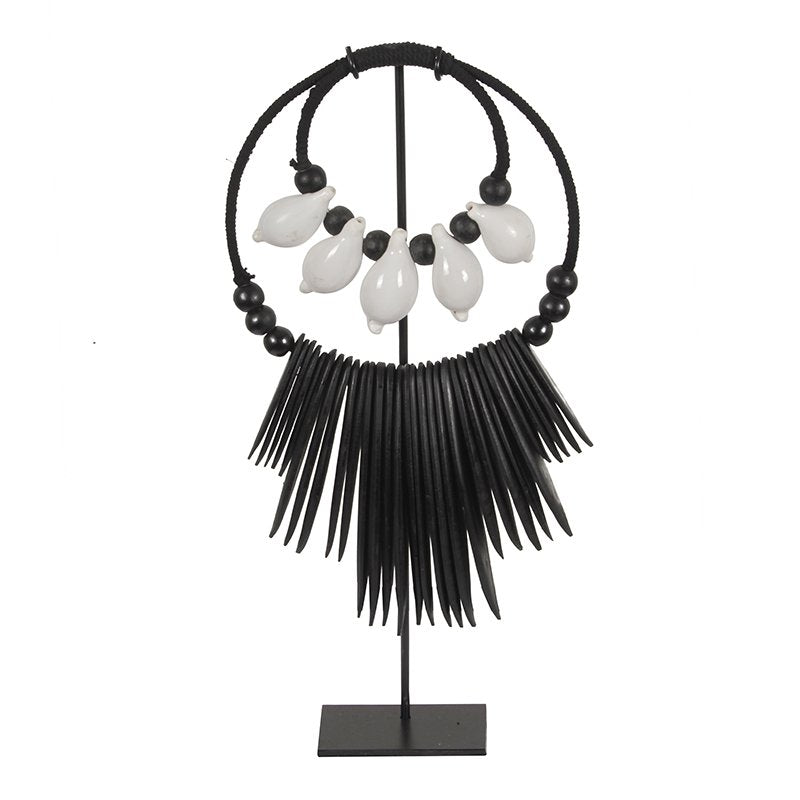 Zwart-wit Octo Ketting op metalen standaard, decoratief interieuraccessoire