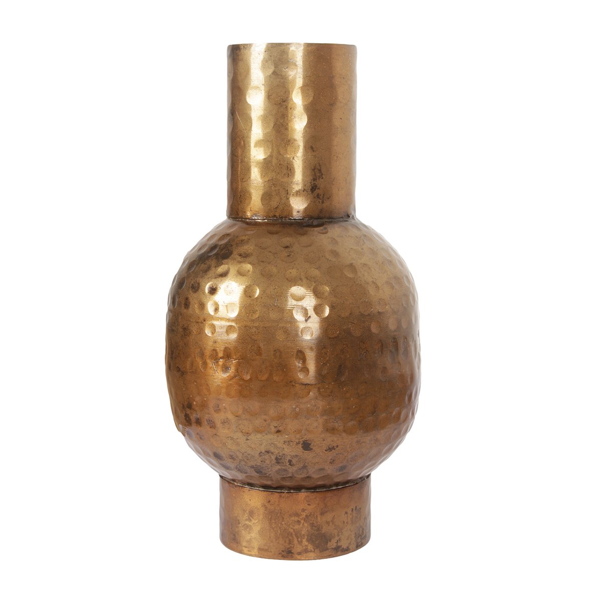 Gegoten aluminium vaas met organische vorm op tafel