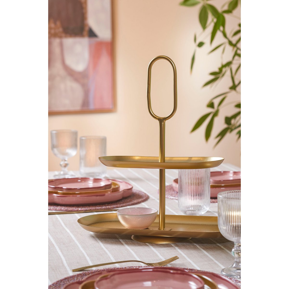 Rama Etagere 2 Laags Metaal Goud