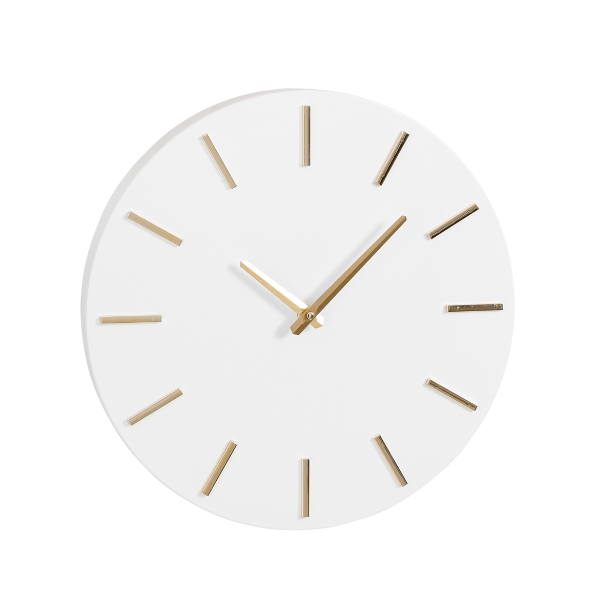 Wandklok Ø36 cm wit met gouden wijzers