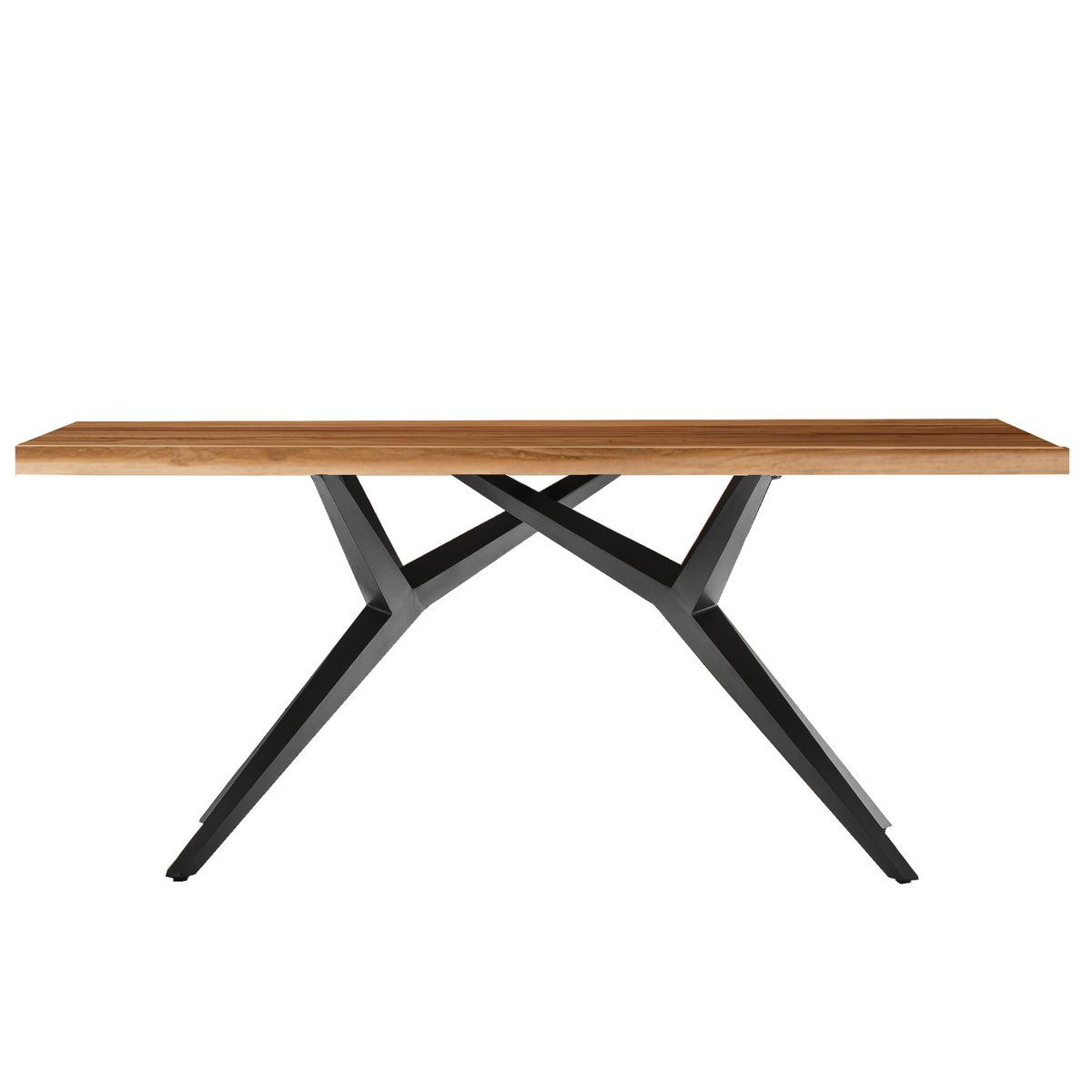 Houten eettafel met ijzeren frame in moderne eetkamer