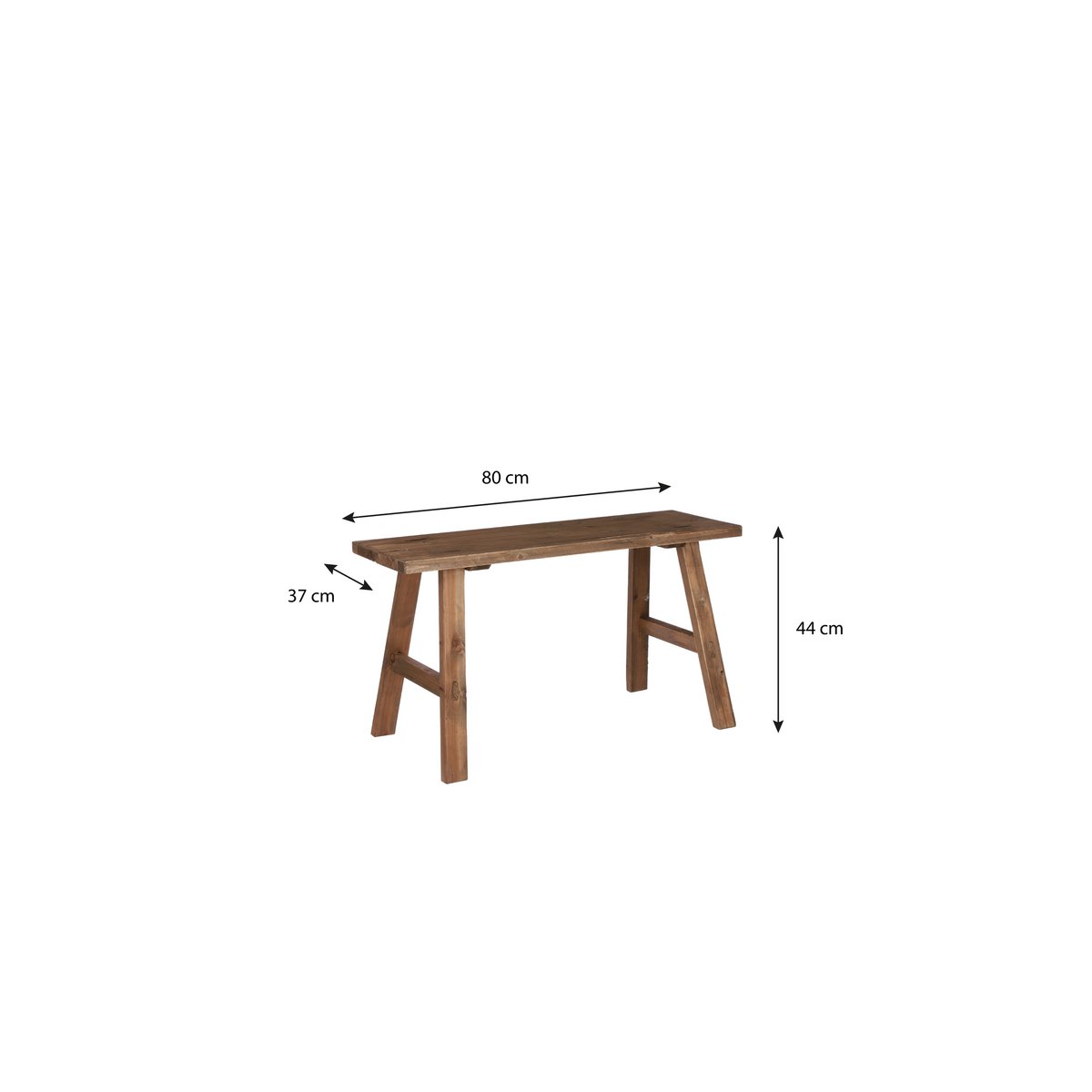 Houten Bankje Gerecycled Hout Bruin - L80 x B37 x H44 cm