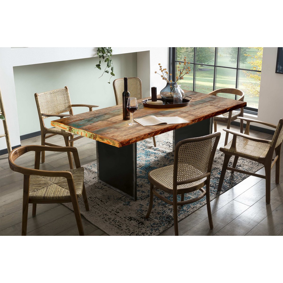 Eettafel 220x100 cm met Kleurrijk Tafelblad