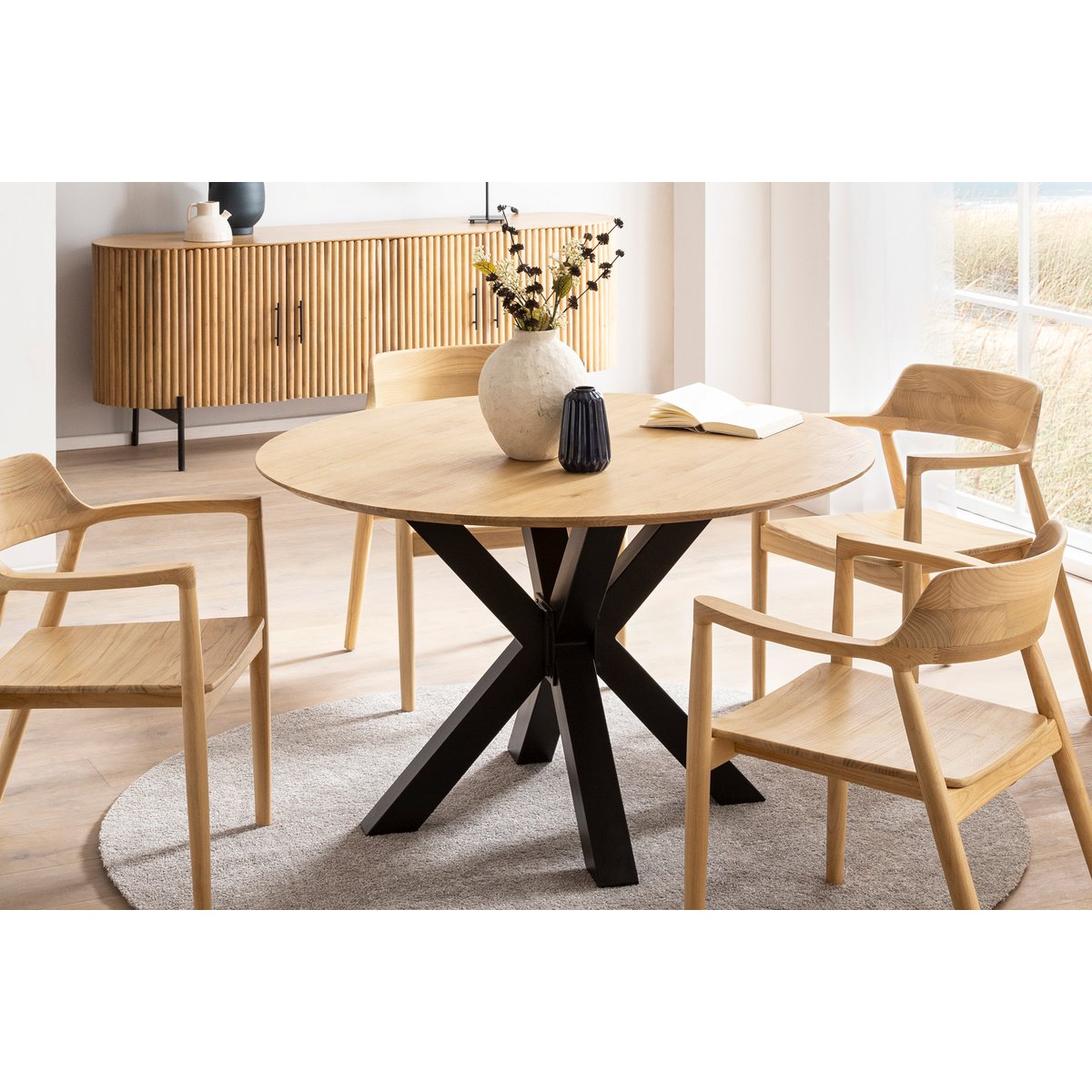 TV-meubel met Mangohout en Lamellen