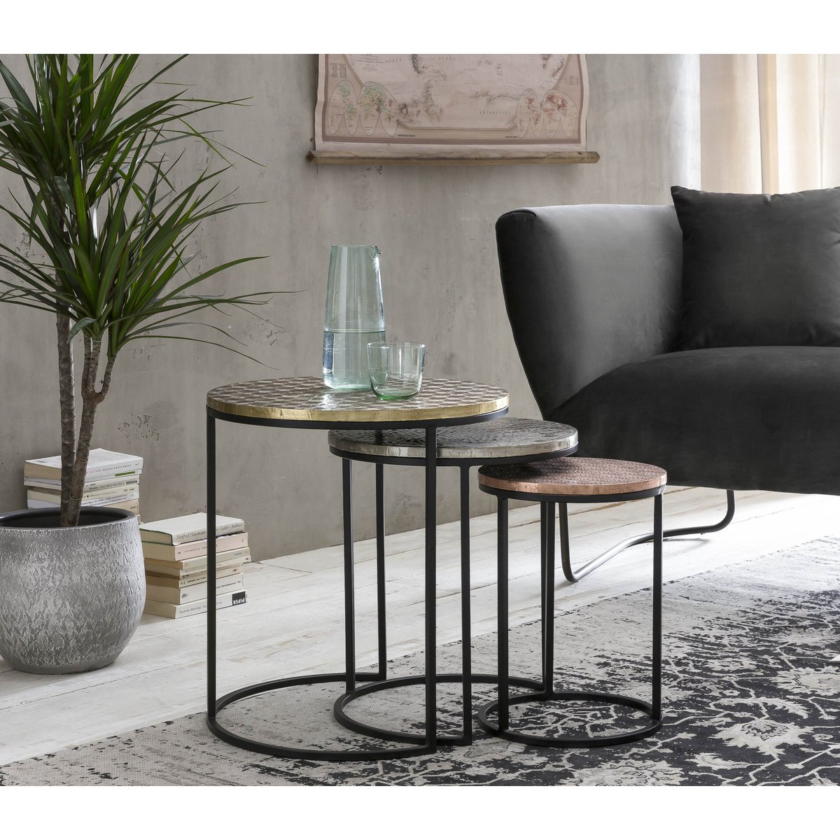 3-delige salon- en bijzettafelset