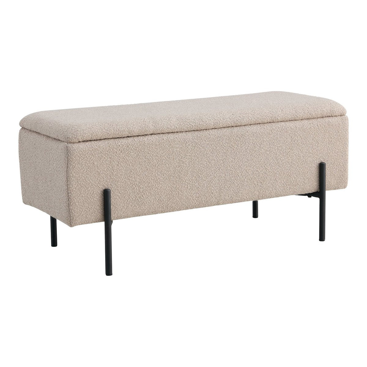 Bench with storage space Beige Bouclé 95x36.5x43cm