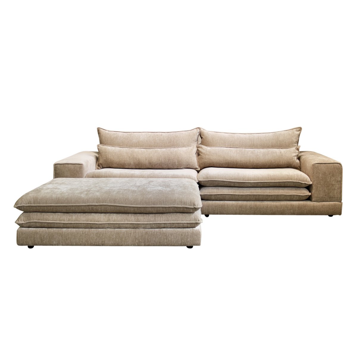 Londen 3-zitsbank met Ottoman in Tan