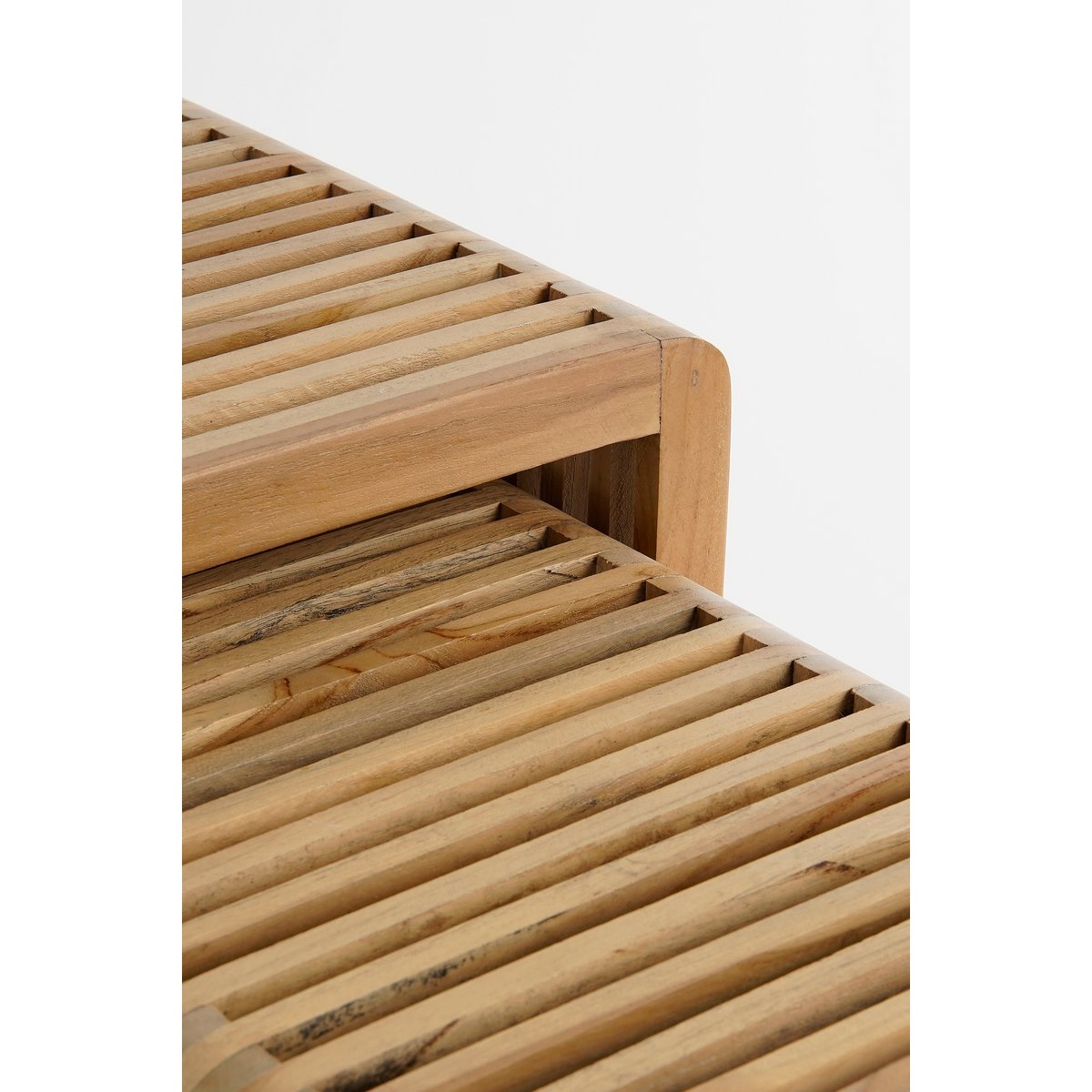 Bijzettafel Set van 3 Gerecycled Hout Bruin - L44 x B34 x H50 cm