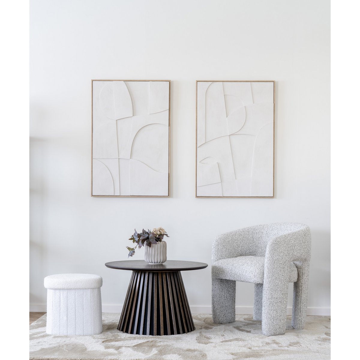 Medford Pouf White Polyester 36.5x42.5x37.5 cm