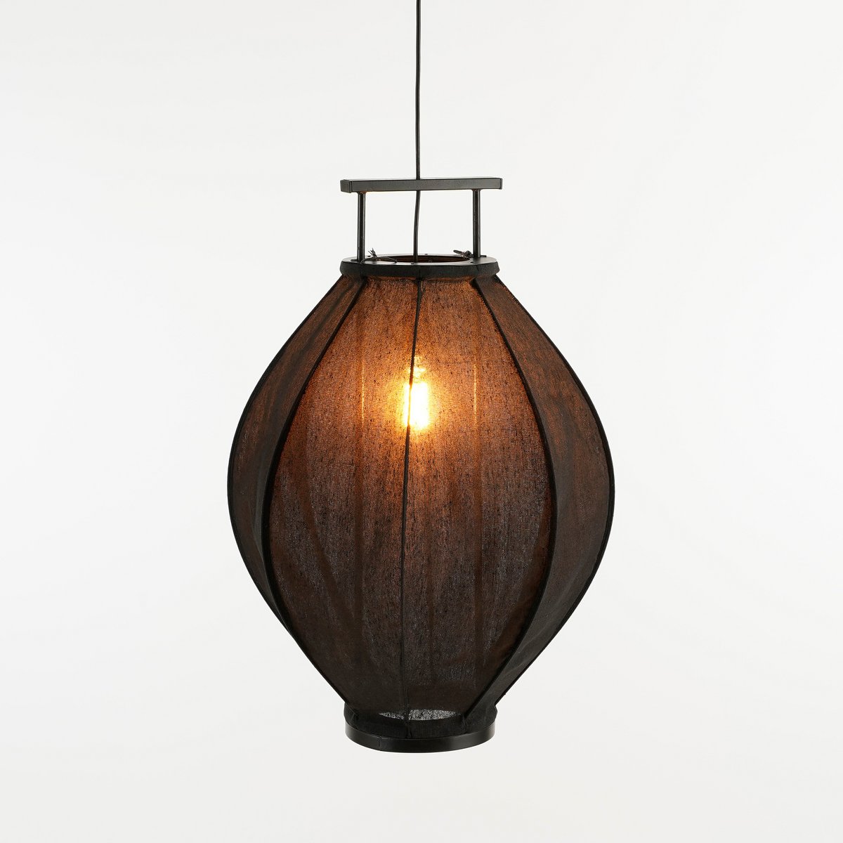 Pego Pendant Lamp - H73 x Ø54 cm - Linen - Black
