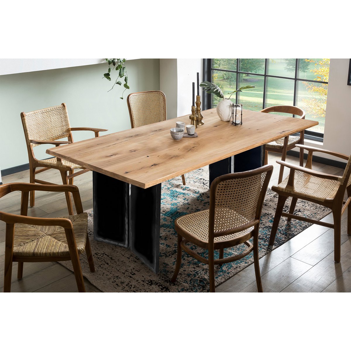 Dining table 180x100 cm Wood and Metal