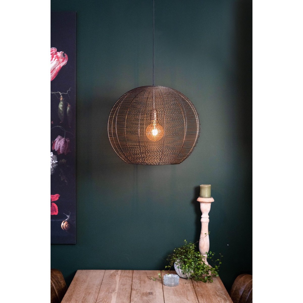 Hanglamp Metaal Antiek Brons Ø50x38cm