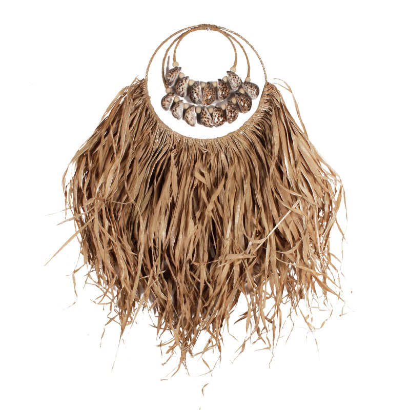 Handgemaakte raffia schelp wanddecoratie in bohemian stijl