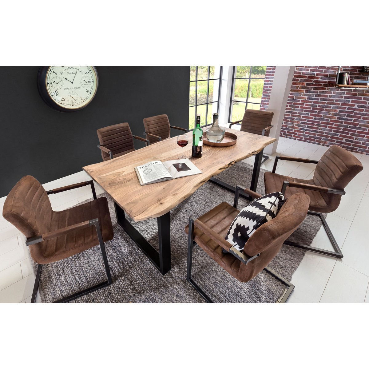 Tafel van Acacia 220x100 cm met Ijzeren Frame