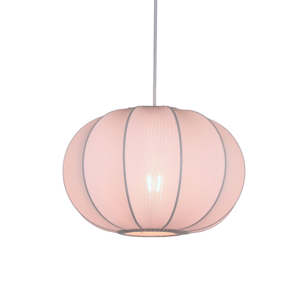 Roze hanglamp van stof in moderne woonkamer