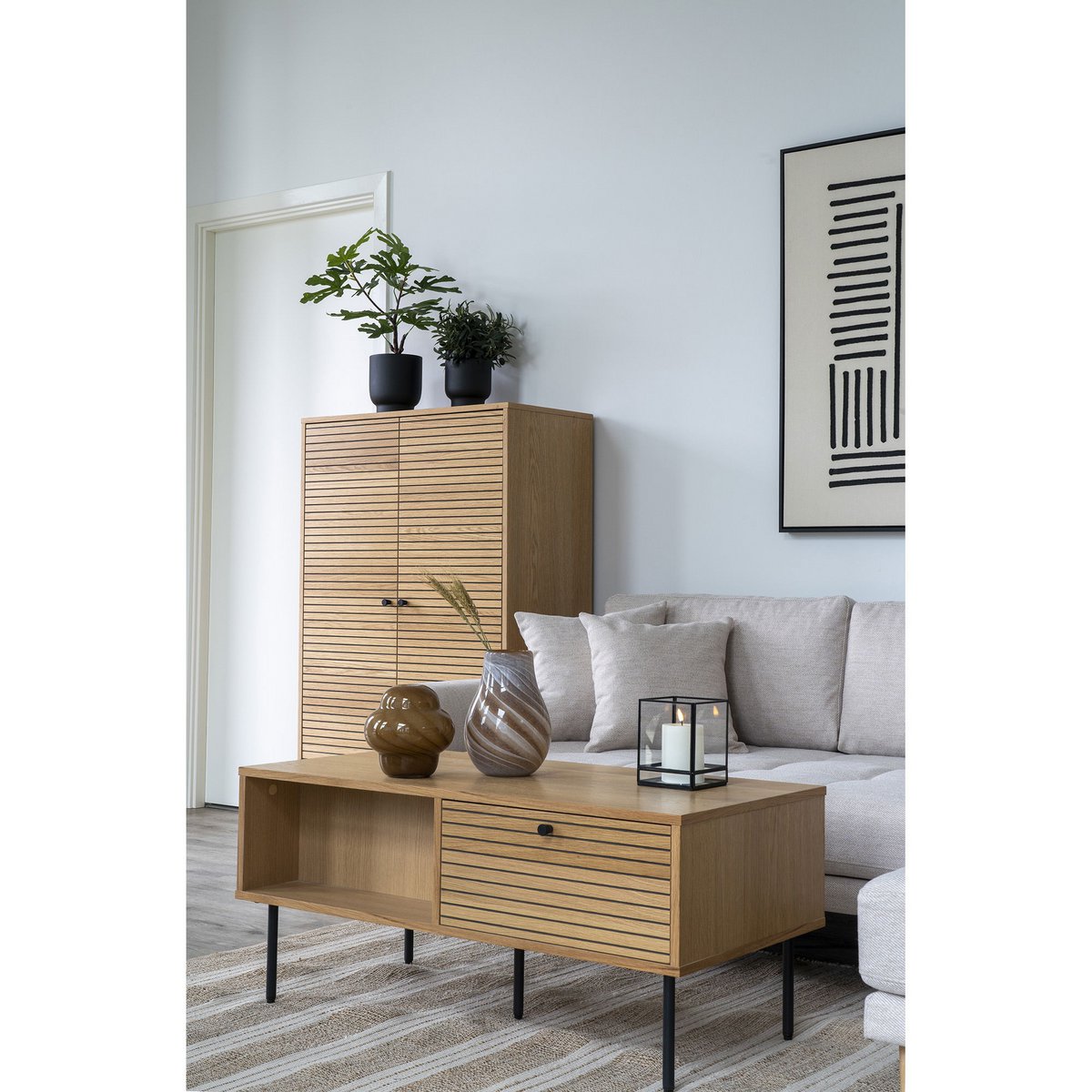 Bruine glazen vaas ø16x23 cm