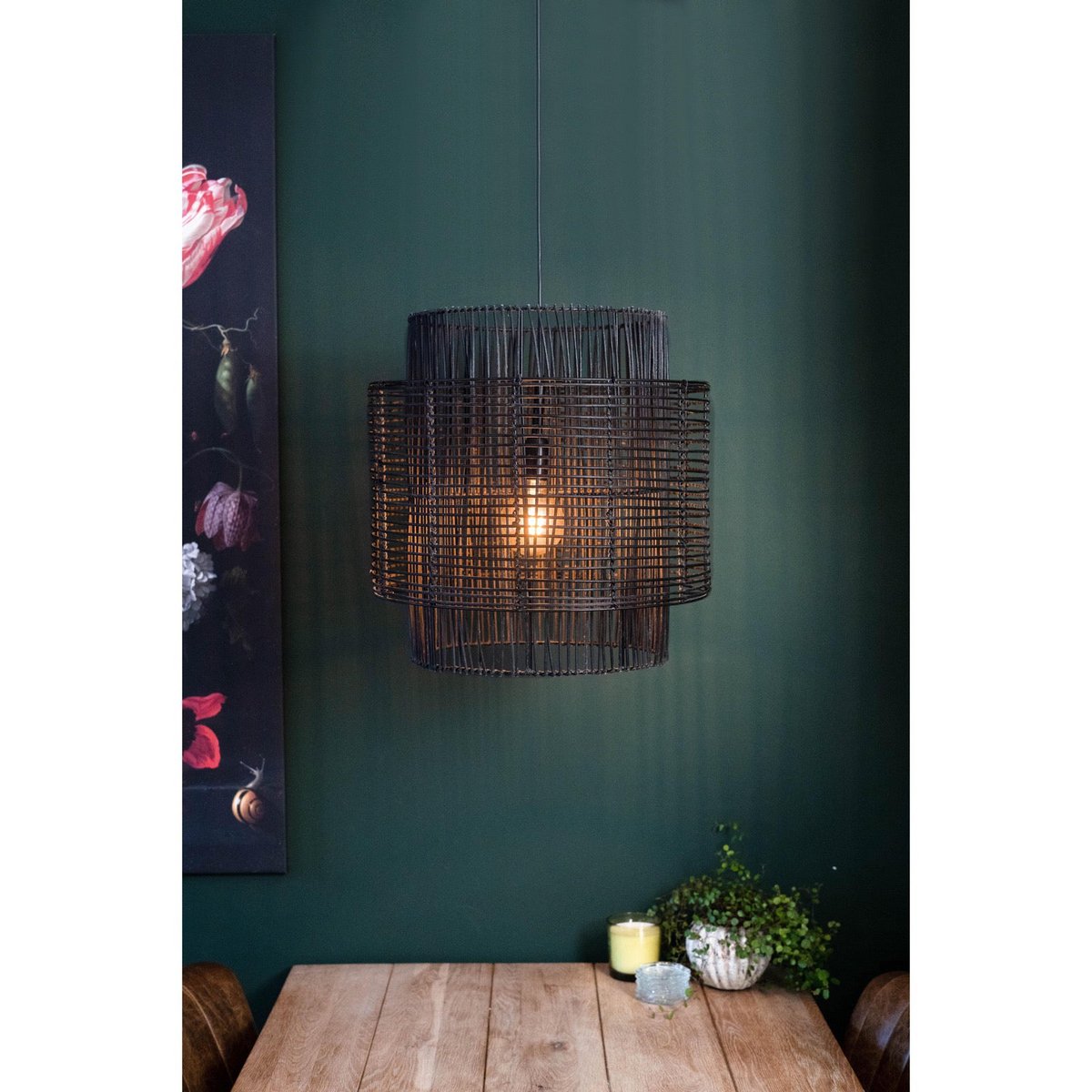 Hanglamp mat zwart Ø40x45cm