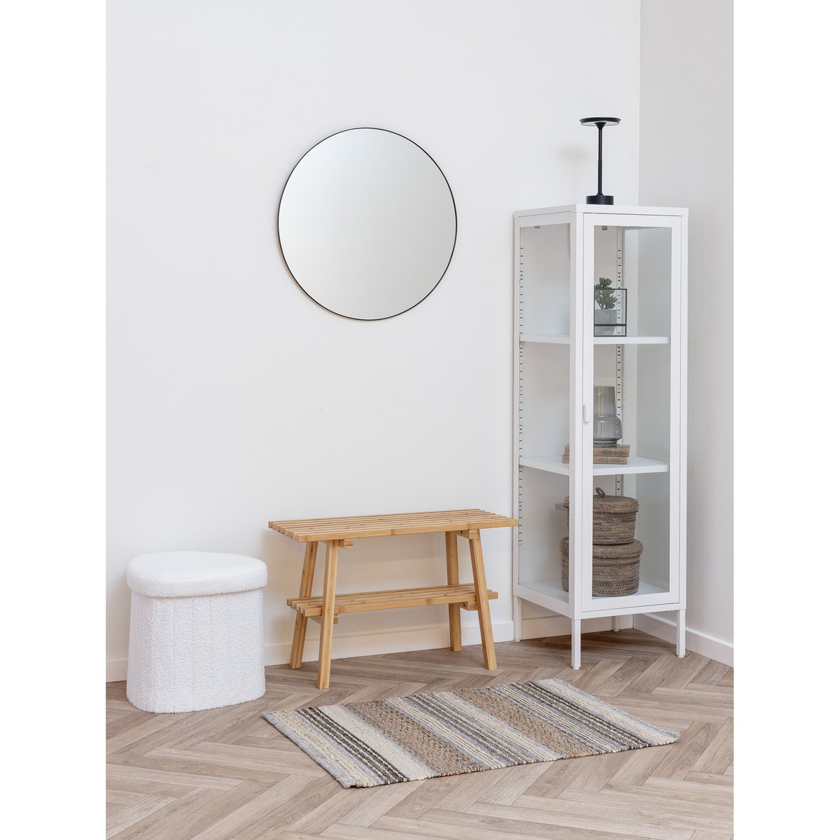 Medford Pouf White Polyester 36.5x42.5x37.5 cm