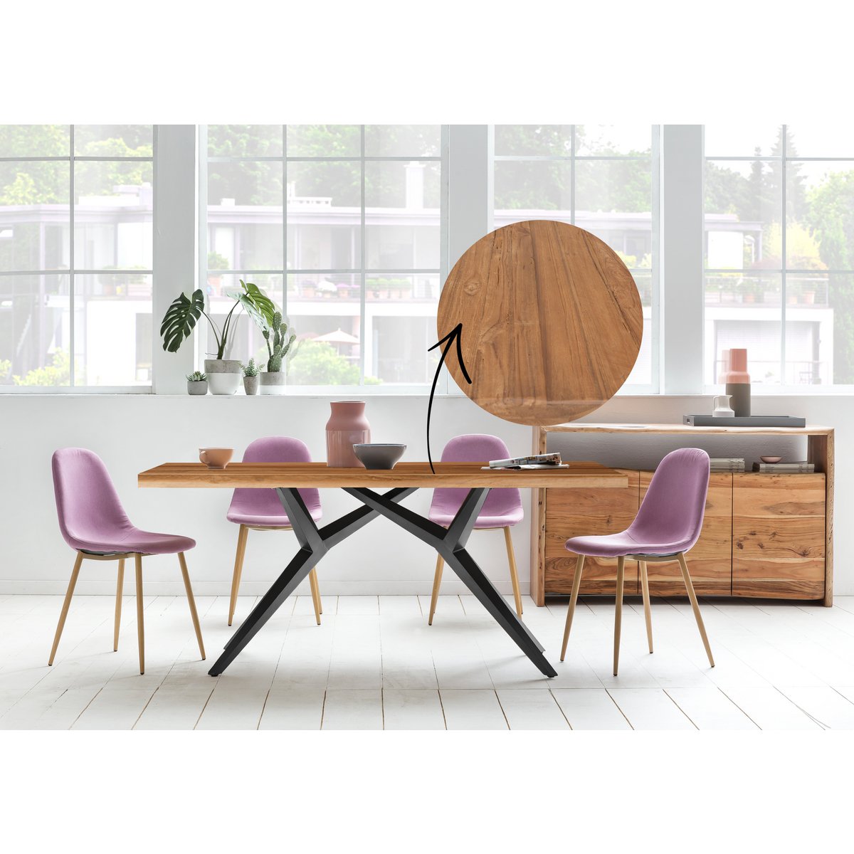 Dining table 180x100 cm with iron frame