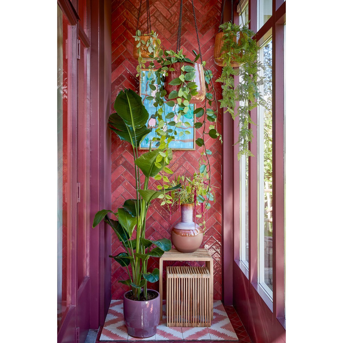 Bijzettafel Set van 3 Gerecycled Hout Bruin - L44 x B34 x H50 cm