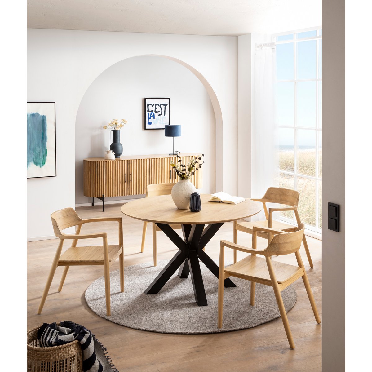 TV-meubel met Mangohout en Lamellen