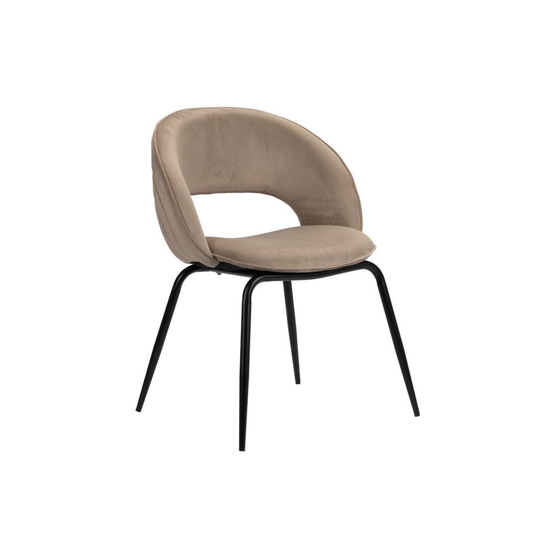 Zandwitte Rainbow stoel met metalen poten in moderne eetkamer