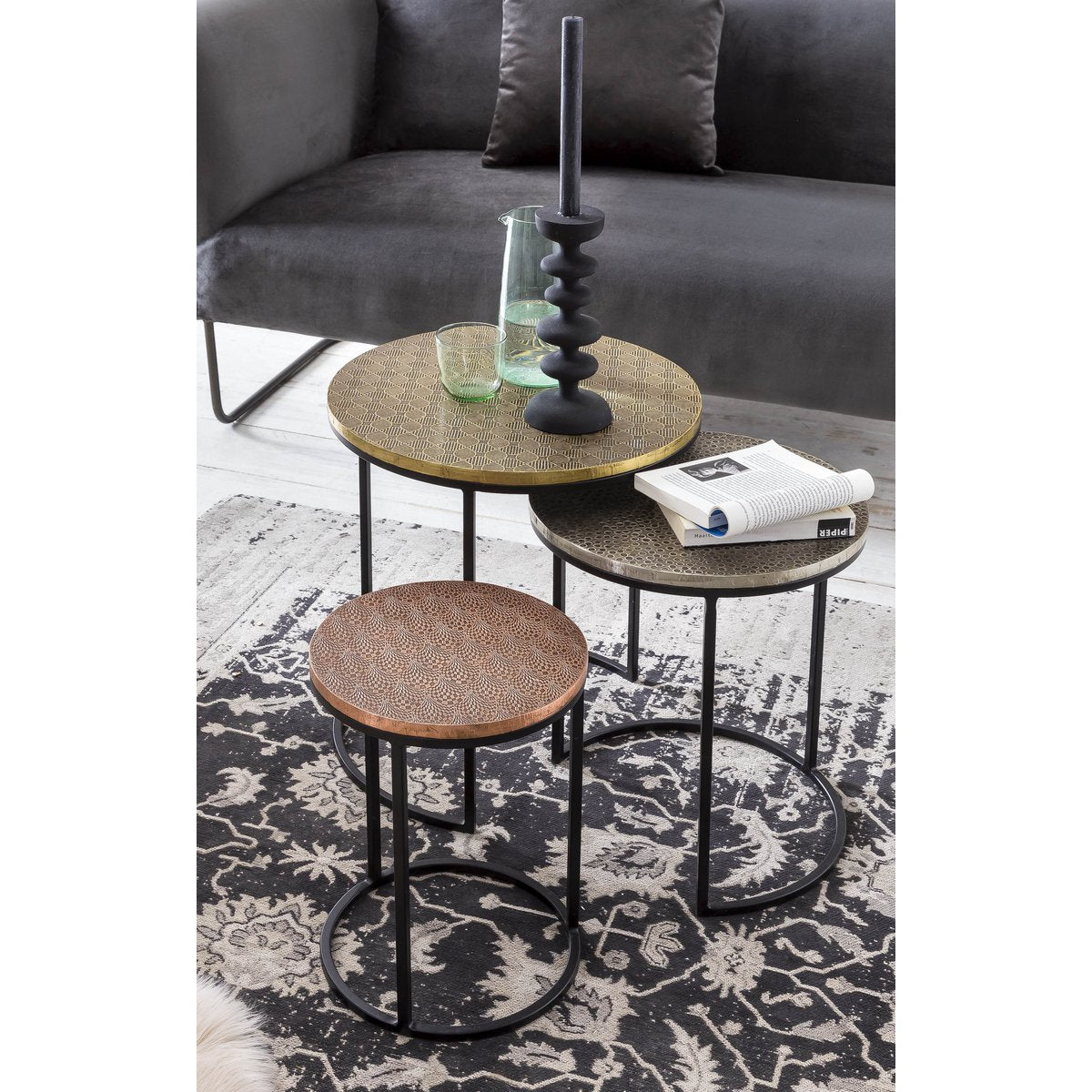 3-delige salon- en bijzettafelset