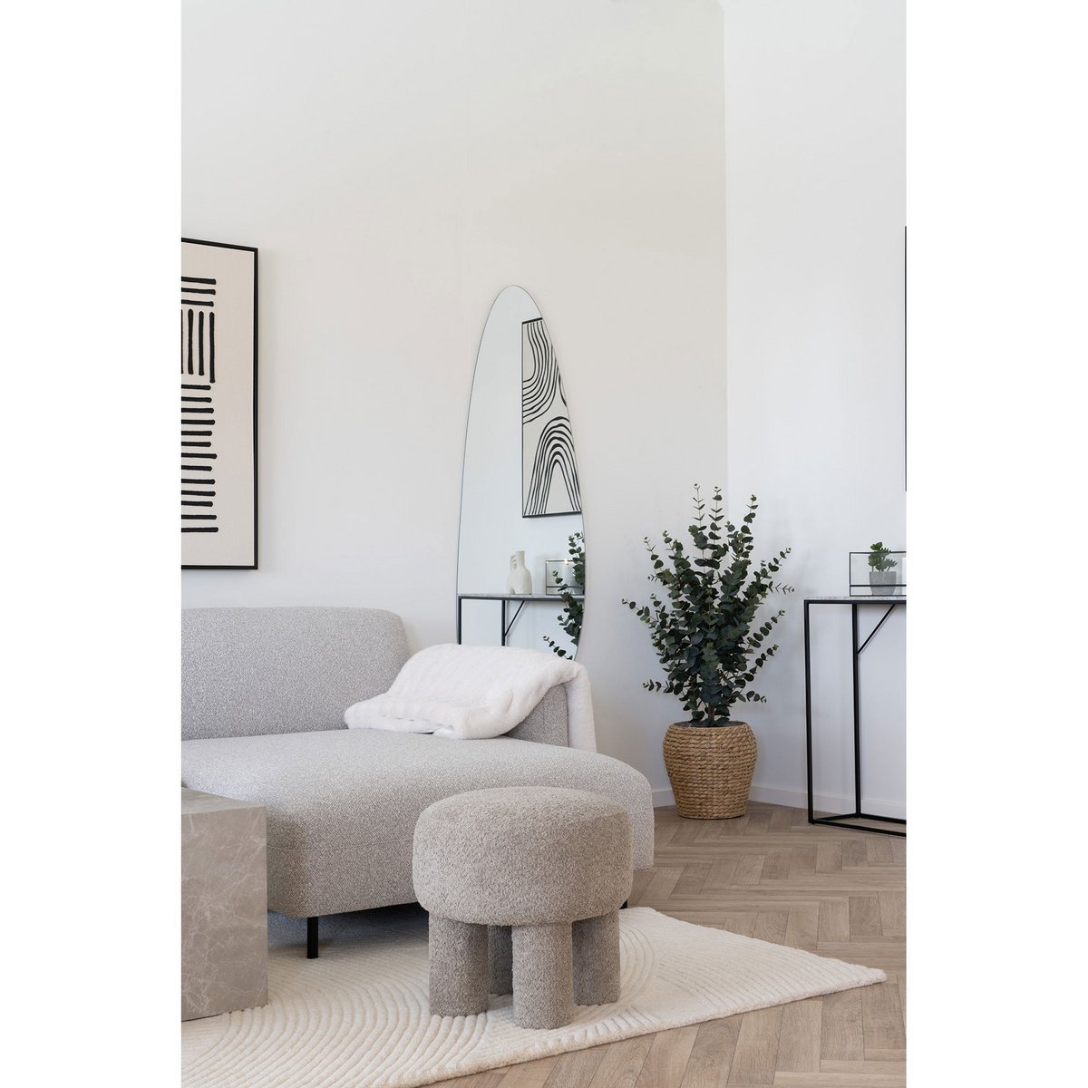 Perth beanbag chair light gray ø43x43 cm