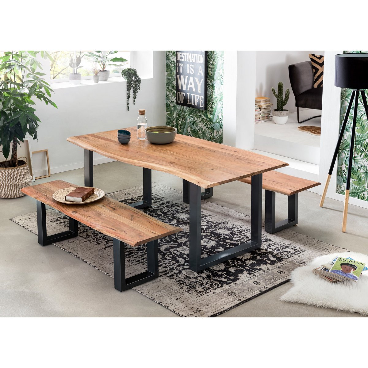 Dining table 240x100 cm Natural Acacia