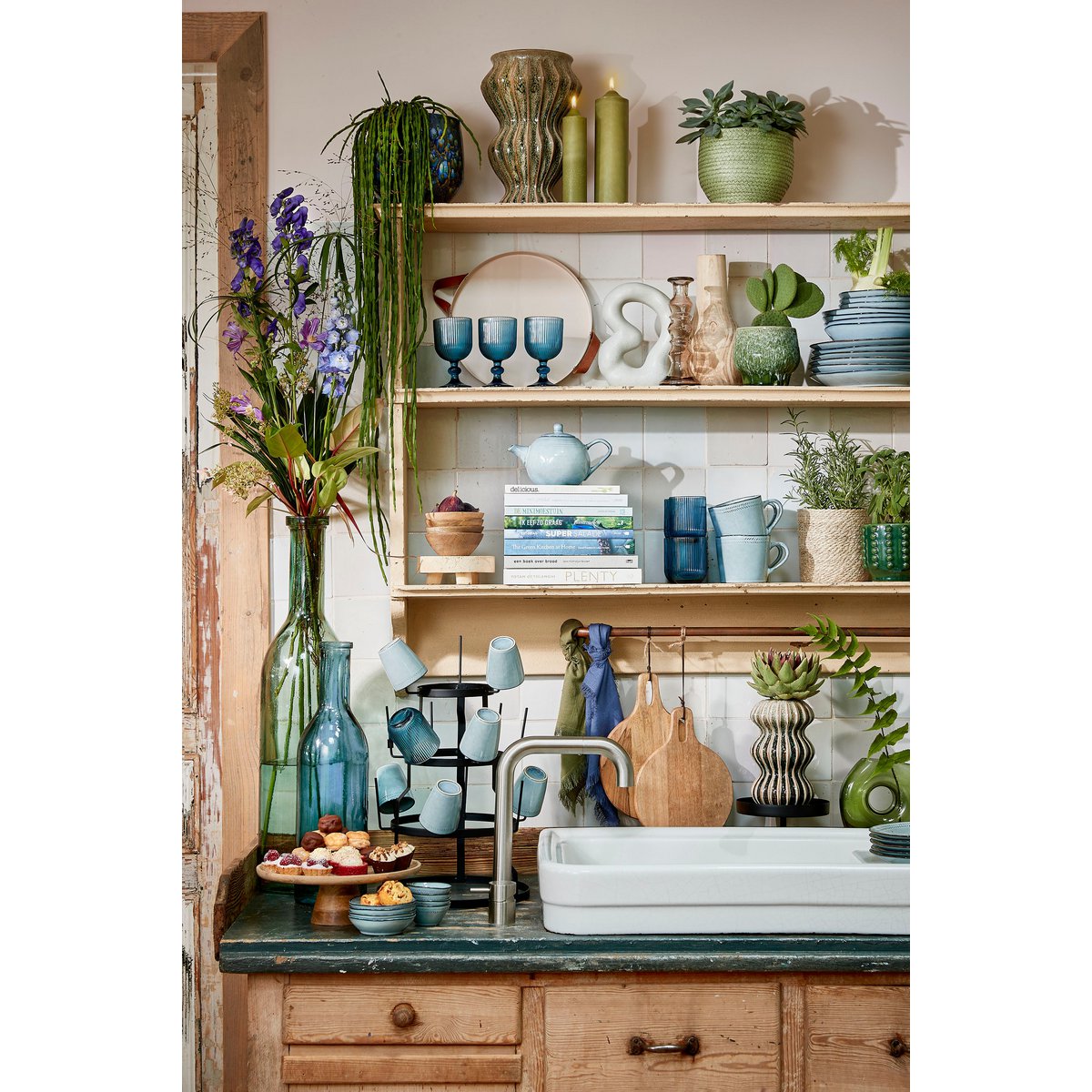 Lichtgroene Glazen Vaas L18xB8xH23 cm